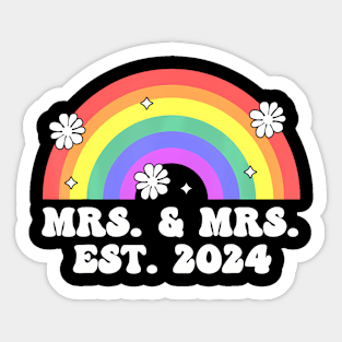 Just Married Engaged Lgbt Lesbian Wedding Mrs  Mrs Est 2024 Sticker